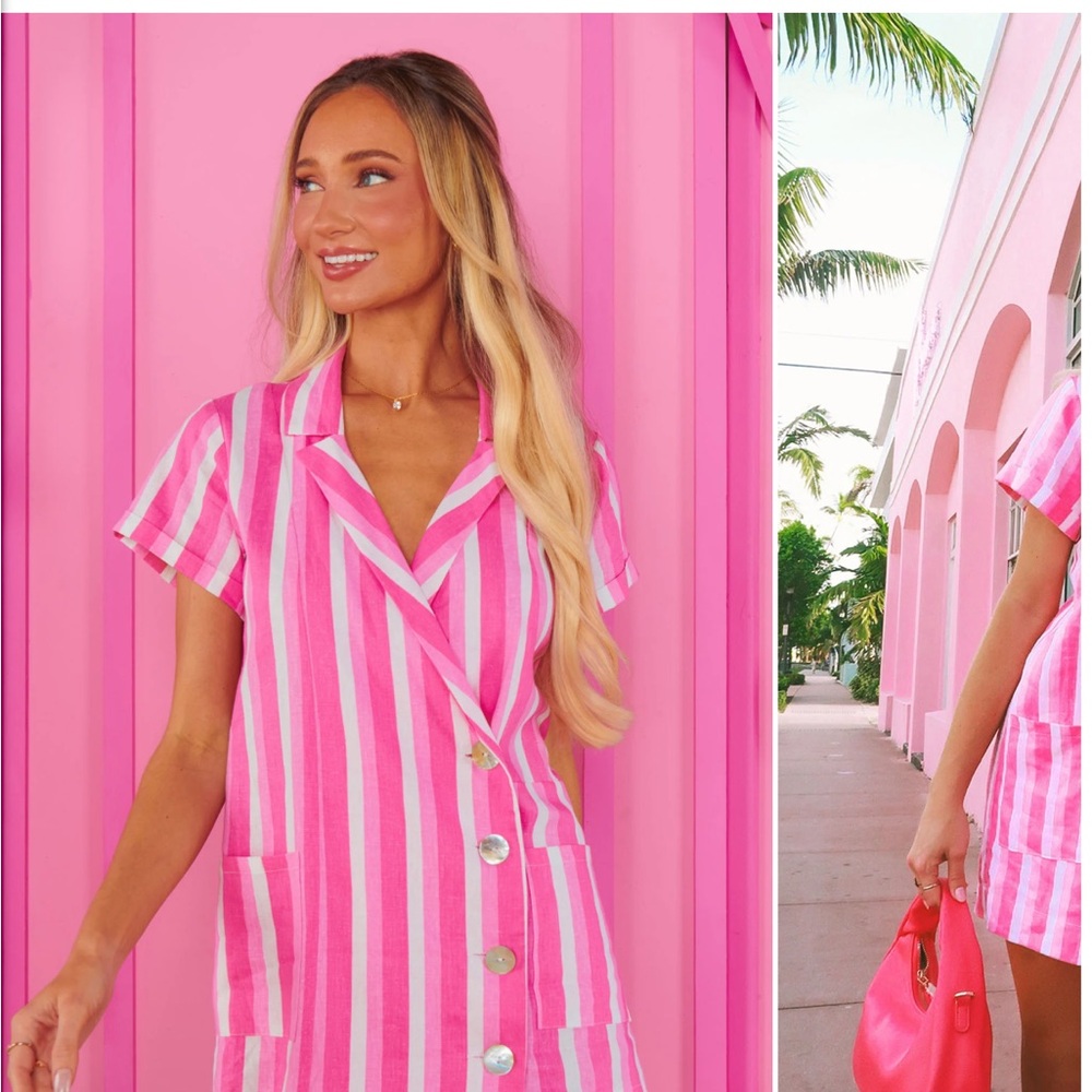Pink and White Striped Button-Up Shirt - Picture 5 of 7
